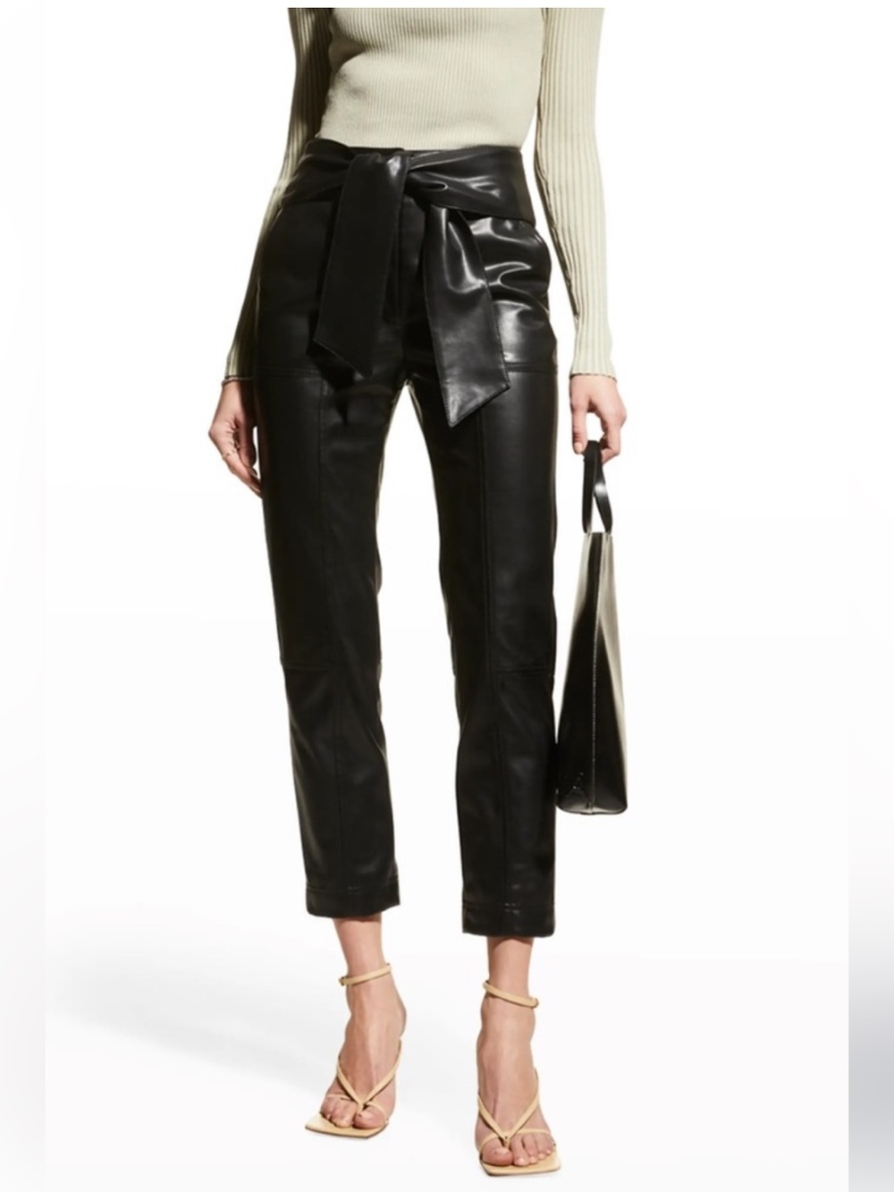 Jonathan Simkhai Tessa Vegan-Leather Tie-Waist Pants